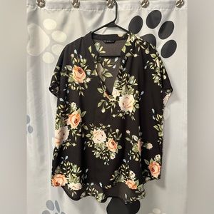 SHEIN Black Floral Blouse, Size 3X